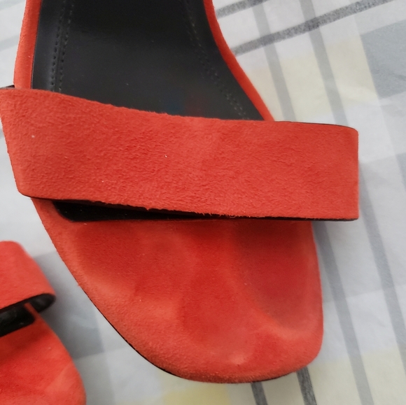 Celine Paris Red Suede Heels Italy Gold Clasp Cute - Picture 14 of 16